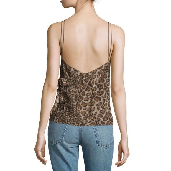 Helmut Lang Leopard Animal Print 100% Silk Wrap Tie Slip Tank Top - Picture 2 of 14